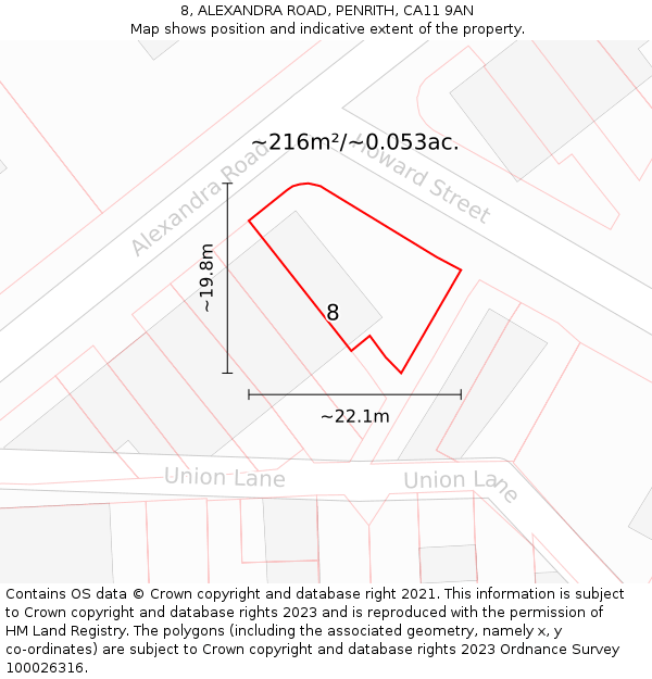 8, ALEXANDRA ROAD, PENRITH, CA11 9AN: Plot and title map