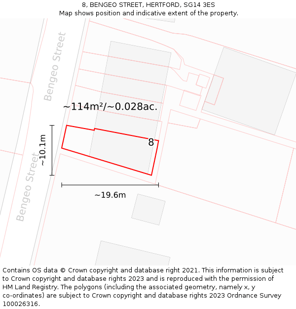 8, BENGEO STREET, HERTFORD, SG14 3ES: Plot and title map