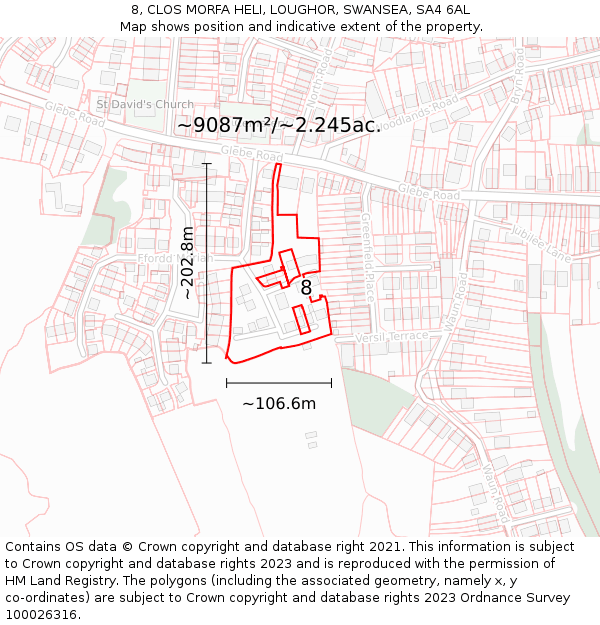 8, CLOS MORFA HELI, LOUGHOR, SWANSEA, SA4 6AL: Plot and title map