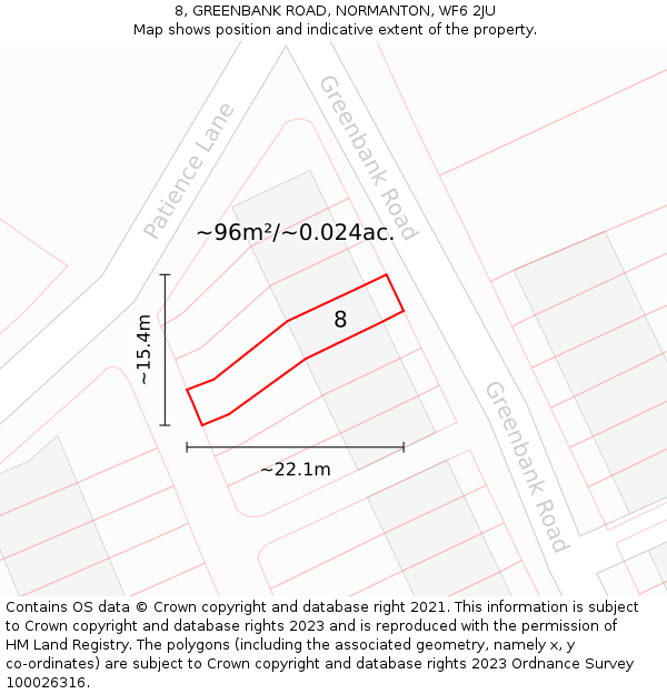 8, GREENBANK ROAD, NORMANTON, WF6 2JU: Plot and title map