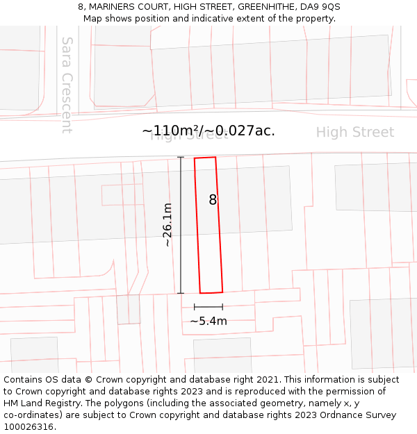 8, MARINERS COURT, HIGH STREET, GREENHITHE, DA9 9QS: Plot and title map