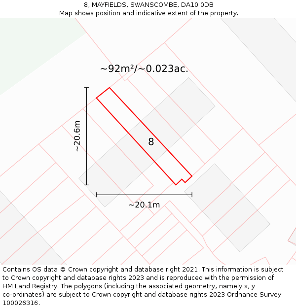 8, MAYFIELDS, SWANSCOMBE, DA10 0DB: Plot and title map