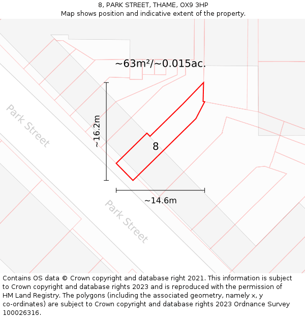8, PARK STREET, THAME, OX9 3HP: Plot and title map