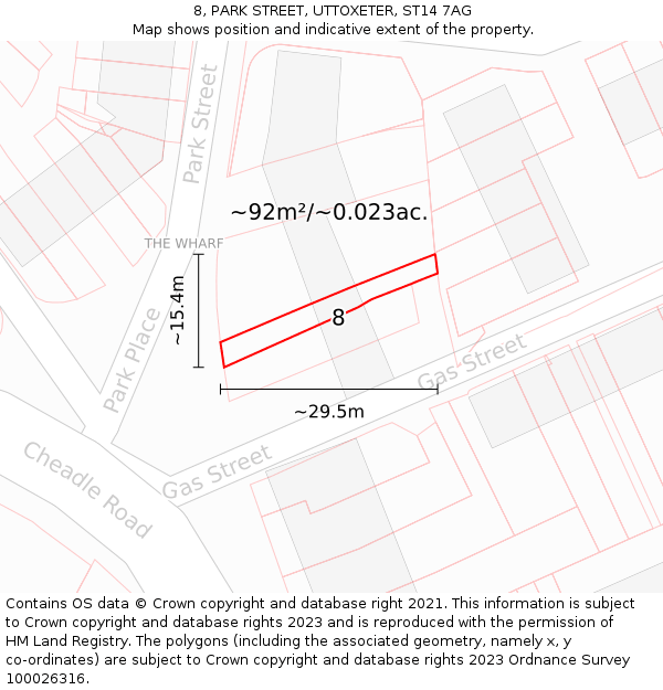 8, PARK STREET, UTTOXETER, ST14 7AG: Plot and title map
