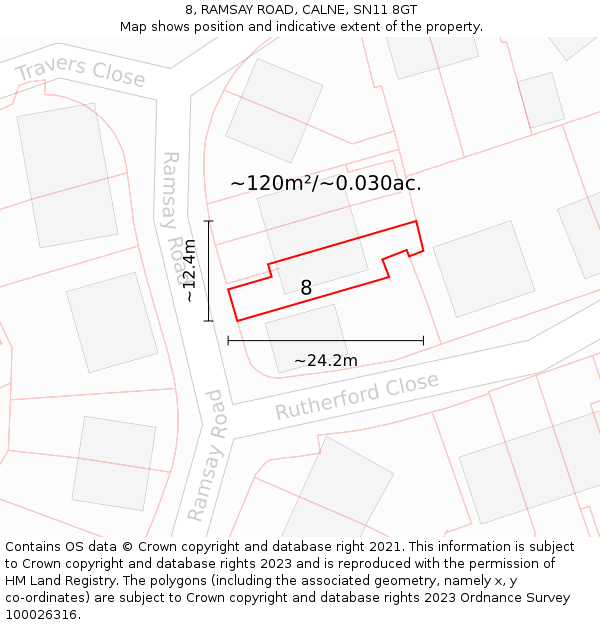 8, RAMSAY ROAD, CALNE, SN11 8GT: Plot and title map