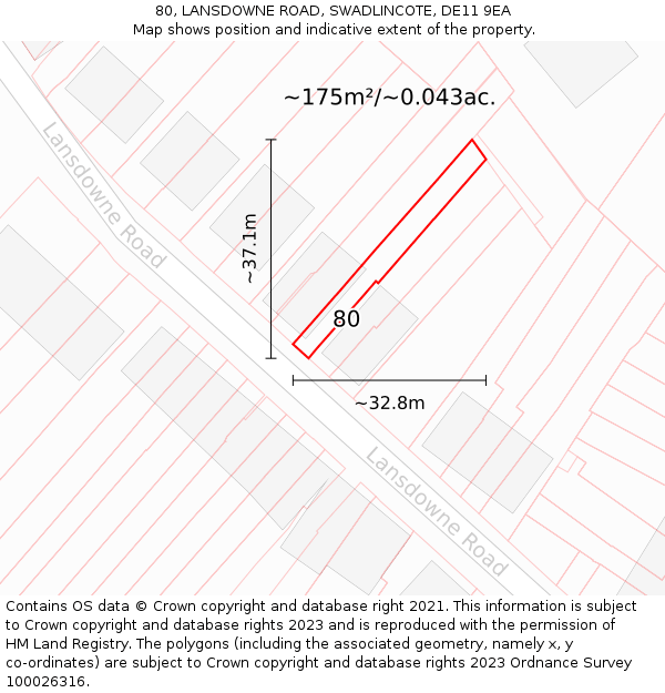 80, LANSDOWNE ROAD, SWADLINCOTE, DE11 9EA: Plot and title map