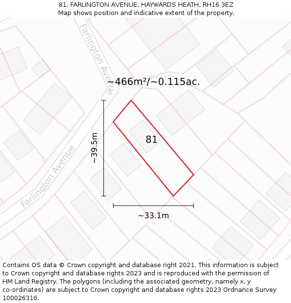 81, FARLINGTON AVENUE, HAYWARDS HEATH, RH16 3EZ: Plot and title map