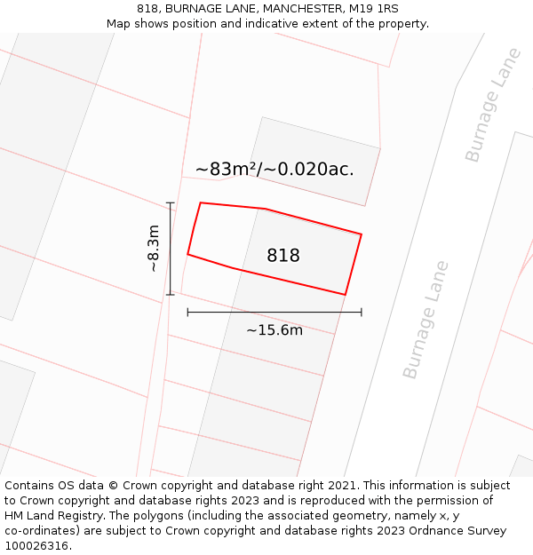 818, BURNAGE LANE, MANCHESTER, M19 1RS: Plot and title map