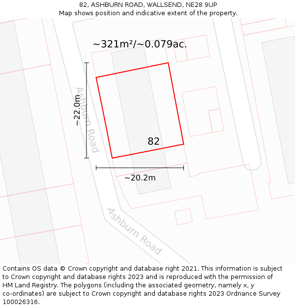 82, ASHBURN ROAD, WALLSEND, NE28 9UP: Plot and title map