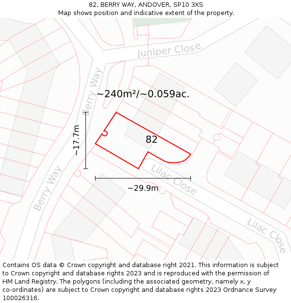 82, BERRY WAY, ANDOVER, SP10 3XS: Plot and title map