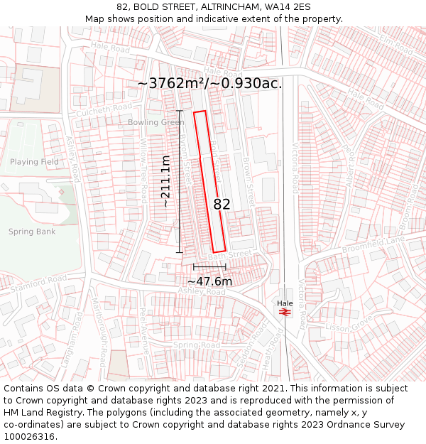 82, BOLD STREET, ALTRINCHAM, WA14 2ES: Plot and title map