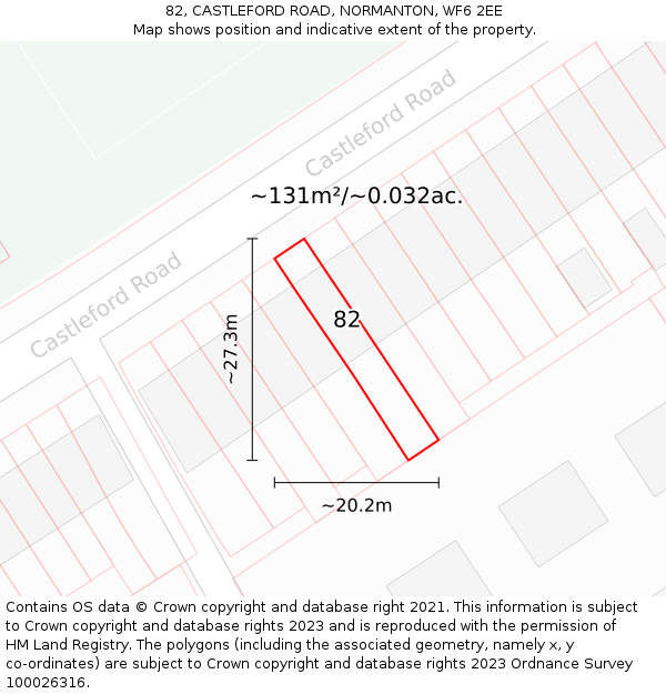 82, CASTLEFORD ROAD, NORMANTON, WF6 2EE: Plot and title map