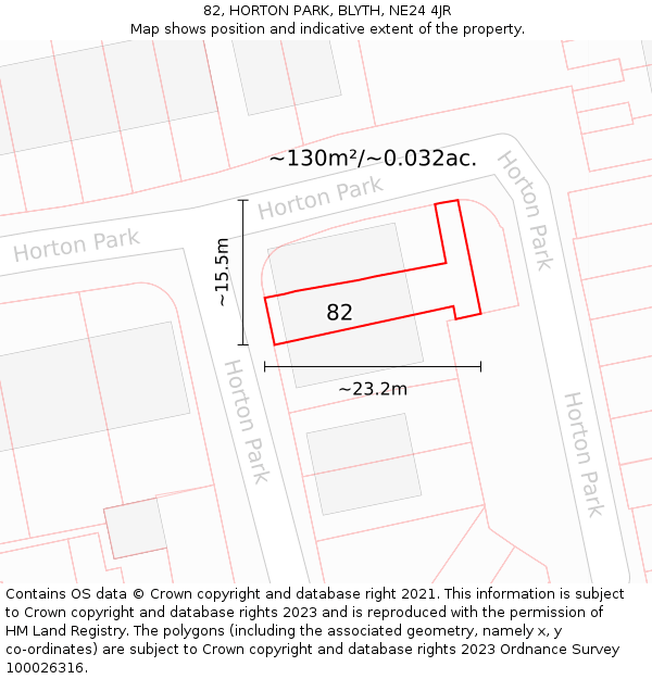 82, HORTON PARK, BLYTH, NE24 4JR: Plot and title map