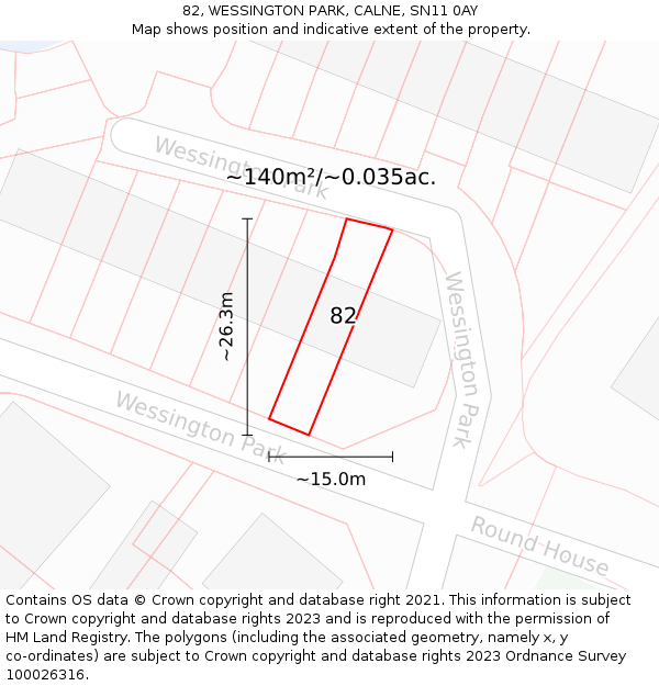 82, WESSINGTON PARK, CALNE, SN11 0AY: Plot and title map