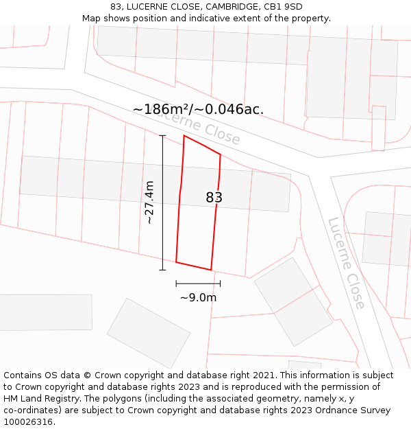83, LUCERNE CLOSE, CAMBRIDGE, CB1 9SD: Plot and title map