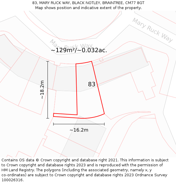 83, MARY RUCK WAY, BLACK NOTLEY, BRAINTREE, CM77 8GT: Plot and title map