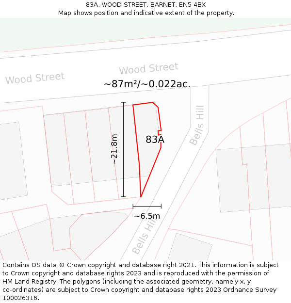 83A, WOOD STREET, BARNET, EN5 4BX: Plot and title map