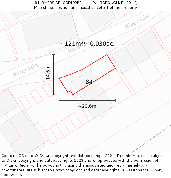 84, RIVERSIDE, CODMORE HILL, PULBOROUGH, RH20 1FJ: Plot and title map