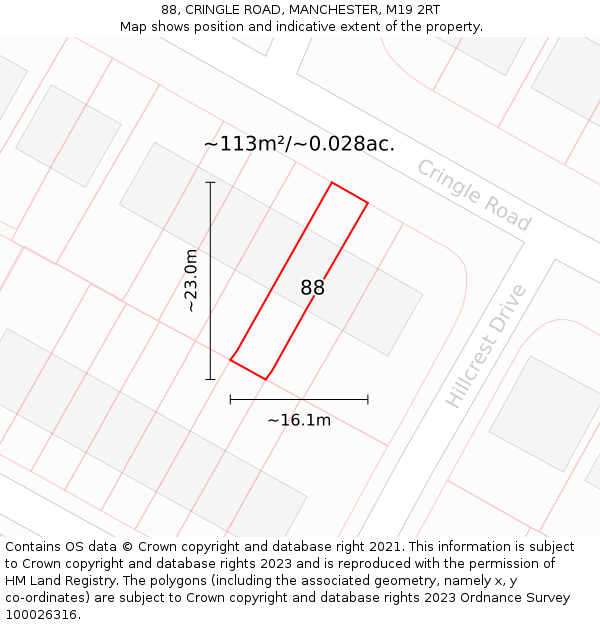88, CRINGLE ROAD, MANCHESTER, M19 2RT: Plot and title map