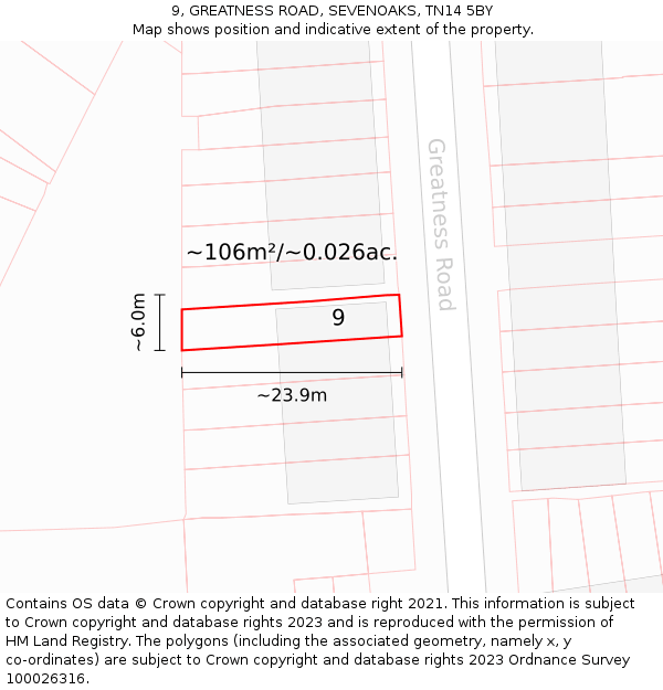 9, GREATNESS ROAD, SEVENOAKS, TN14 5BY: Plot and title map