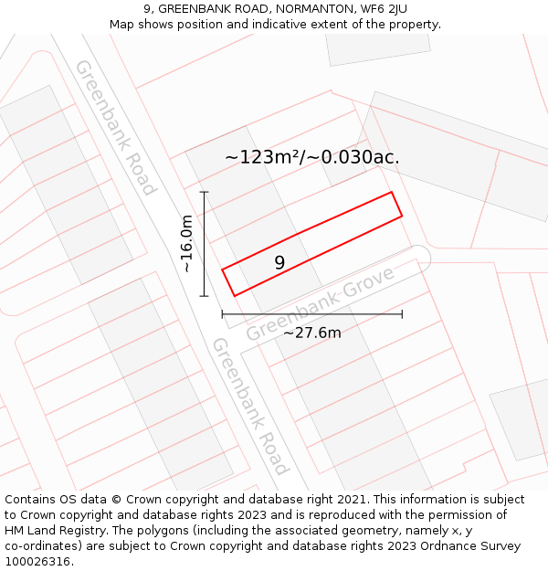 9, GREENBANK ROAD, NORMANTON, WF6 2JU: Plot and title map