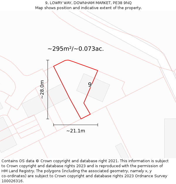 9, LOWRY WAY, DOWNHAM MARKET, PE38 9NQ: Plot and title map