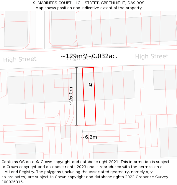 9, MARINERS COURT, HIGH STREET, GREENHITHE, DA9 9QS: Plot and title map
