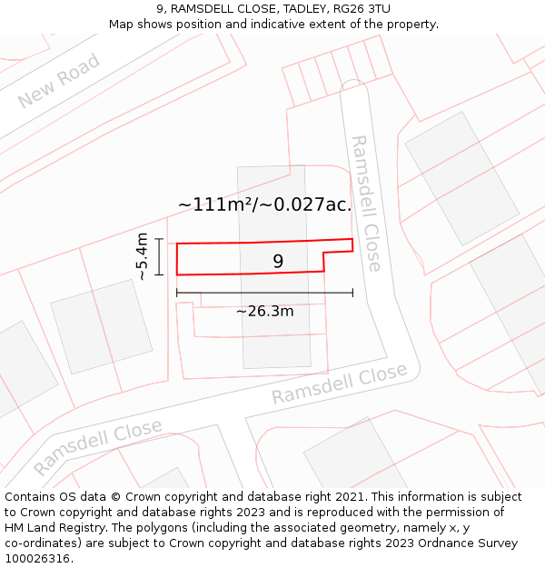 9, RAMSDELL CLOSE, TADLEY, RG26 3TU: Plot and title map