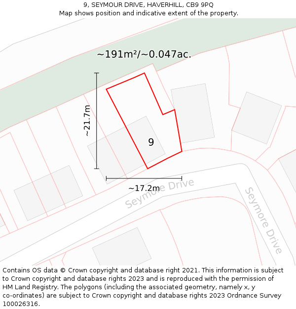 9, SEYMOUR DRIVE, HAVERHILL, CB9 9PQ: Plot and title map