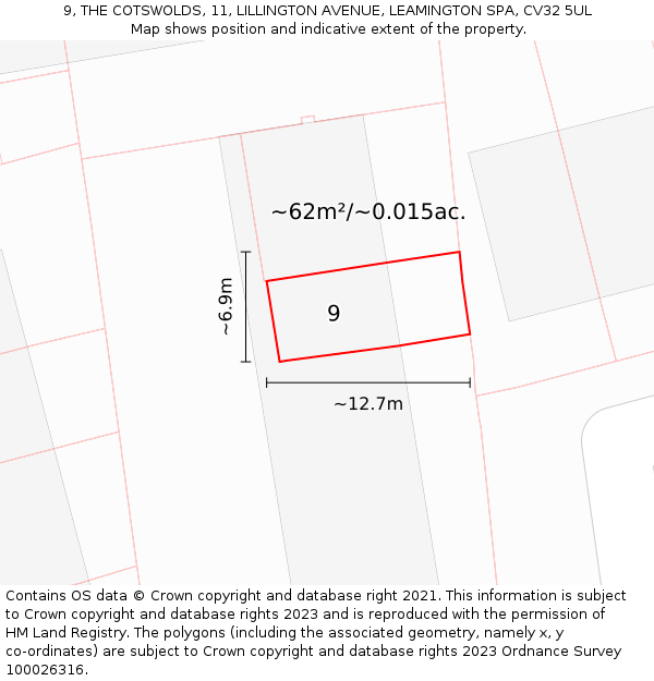 9, THE COTSWOLDS, 11, LILLINGTON AVENUE, LEAMINGTON SPA, CV32 5UL: Plot and title map