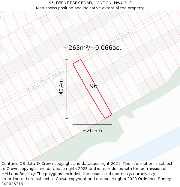 96, BRENT PARK ROAD, LONDON, NW4 3HP: Plot and title map