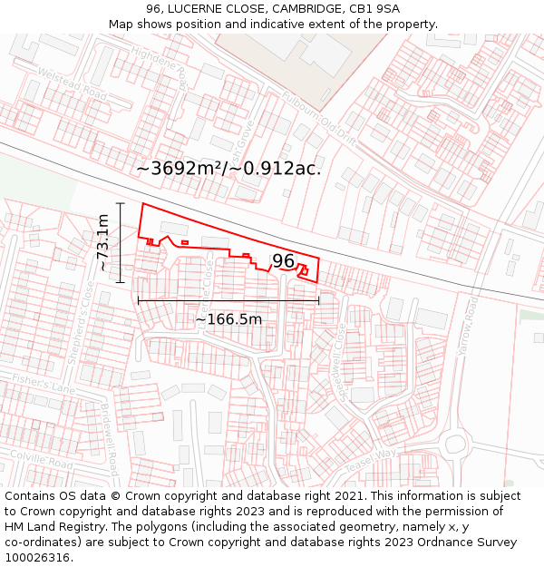 96, LUCERNE CLOSE, CAMBRIDGE, CB1 9SA: Plot and title map