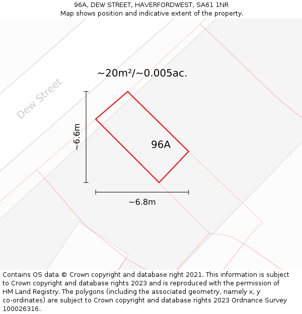 96A, DEW STREET, HAVERFORDWEST, SA61 1NR: Plot and title map