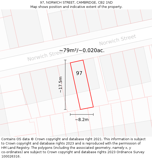 97, NORWICH STREET, CAMBRIDGE, CB2 1ND: Plot and title map