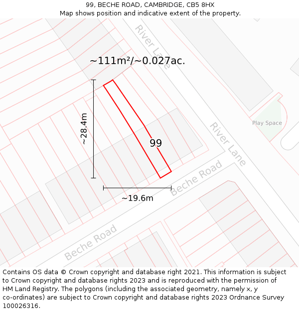 99, BECHE ROAD, CAMBRIDGE, CB5 8HX: Plot and title map