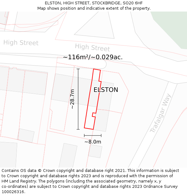 ELSTON, HIGH STREET, STOCKBRIDGE, SO20 6HF: Plot and title map