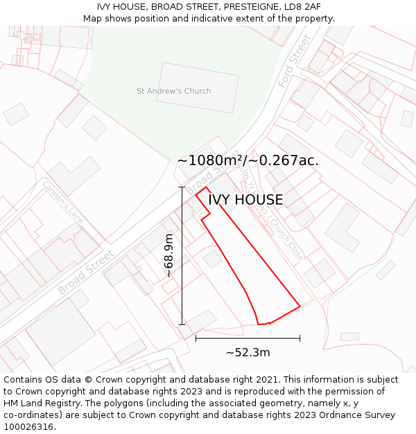 IVY HOUSE, BROAD STREET, PRESTEIGNE, LD8 2AF: Plot and title map