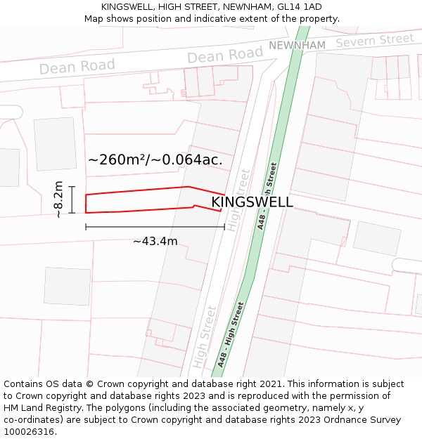 KINGSWELL, HIGH STREET, NEWNHAM, GL14 1AD: Plot and title map