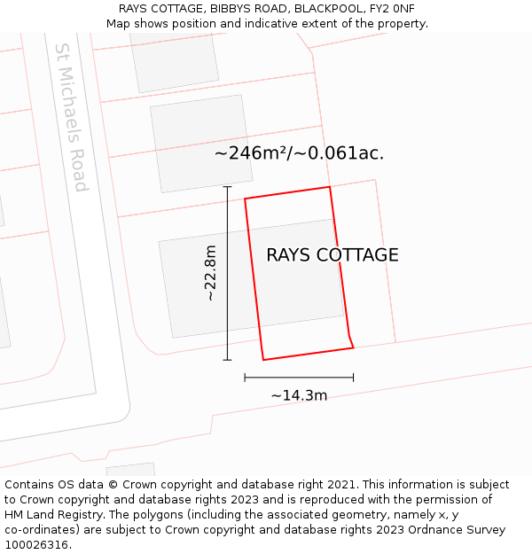 RAYS COTTAGE, BIBBYS ROAD, BLACKPOOL, FY2 0NF: Plot and title map