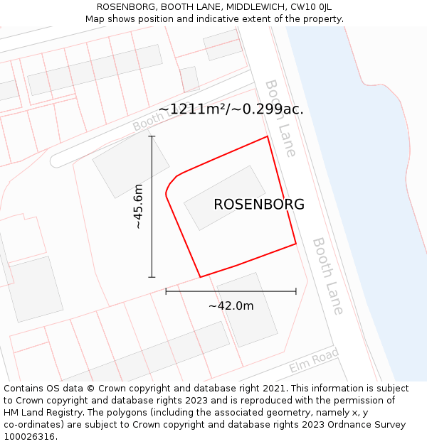 ROSENBORG, BOOTH LANE, MIDDLEWICH, CW10 0JL: Plot and title map