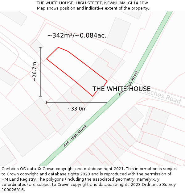 THE WHITE HOUSE, HIGH STREET, NEWNHAM, GL14 1BW: Plot and title map