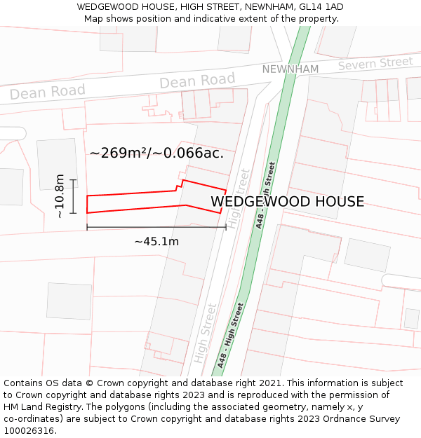 WEDGEWOOD HOUSE, HIGH STREET, NEWNHAM, GL14 1AD: Plot and title map