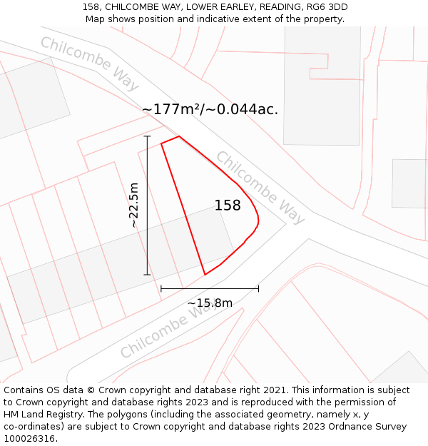 158, CHILCOMBE WAY, LOWER EARLEY, READING, RG6 3DD: Plot and title map