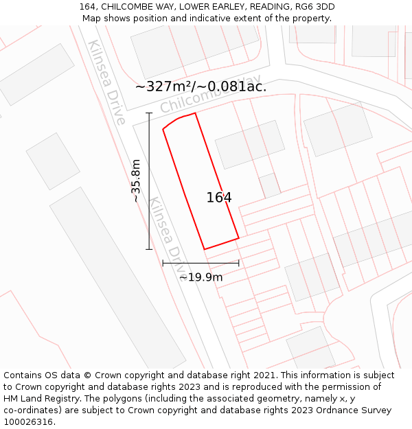 164, CHILCOMBE WAY, LOWER EARLEY, READING, RG6 3DD: Plot and title map