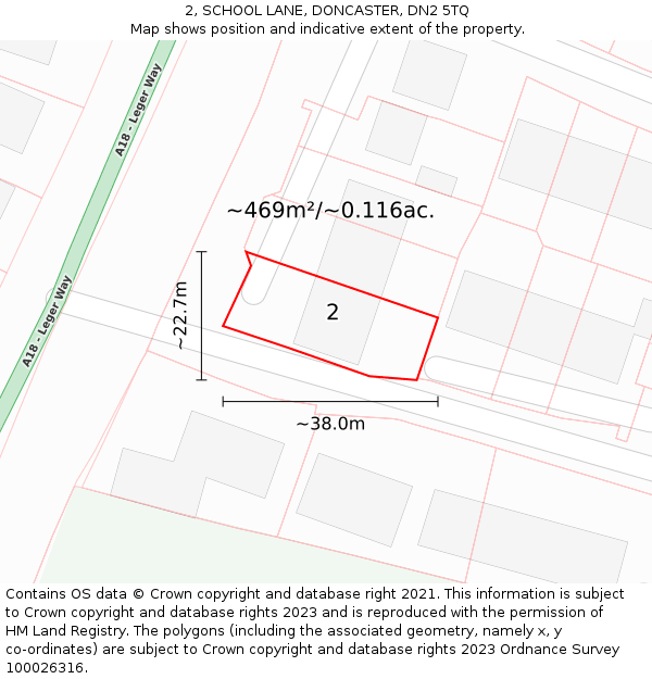 2, SCHOOL LANE, DONCASTER, DN2 5TQ: Plot and title map