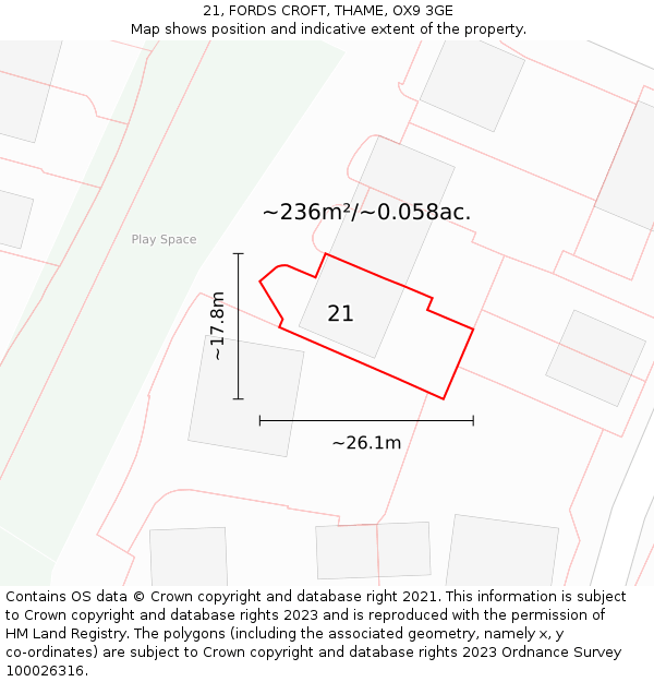 21, FORDS CROFT, THAME, OX9 3GE: Plot and title map