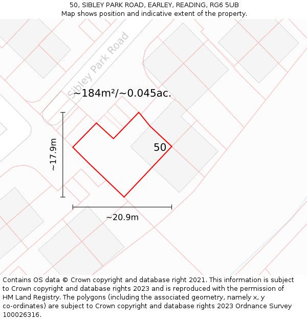 50, SIBLEY PARK ROAD, EARLEY, READING, RG6 5UB: Plot and title map