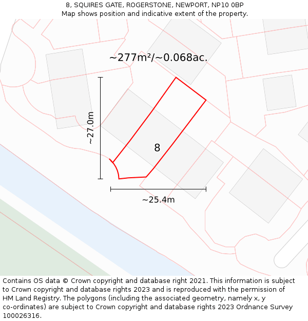 8, SQUIRES GATE, ROGERSTONE, NEWPORT, NP10 0BP: Plot and title map
