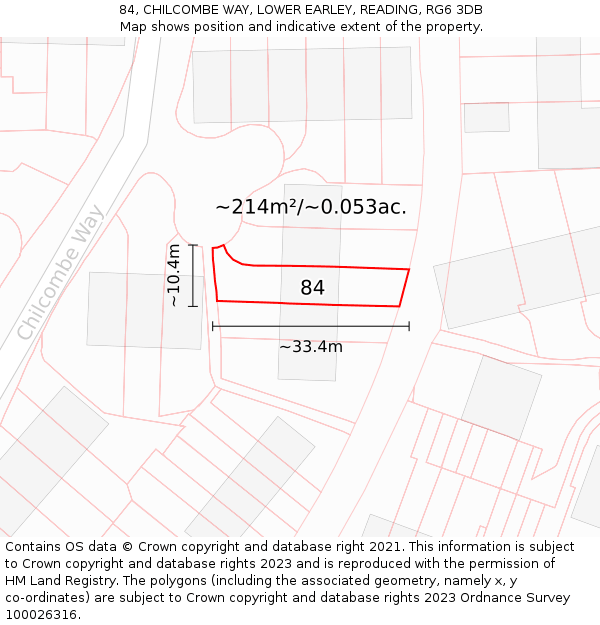 84, CHILCOMBE WAY, LOWER EARLEY, READING, RG6 3DB: Plot and title map