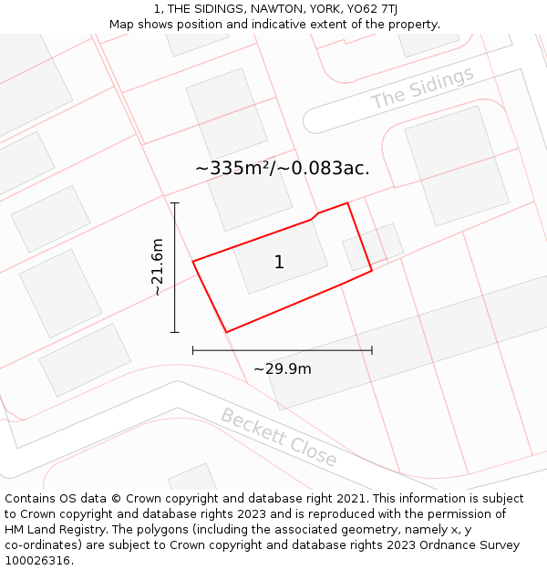 1, THE SIDINGS, NAWTON, YORK, YO62 7TJ: Plot and title map